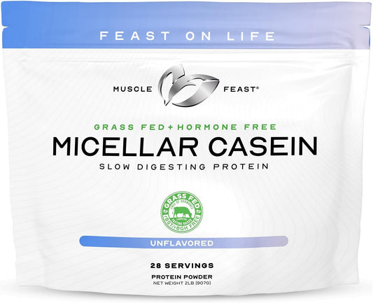2lb Muscle Feast Micellar Casein Protein - All Natural, Pasture Raised, Hormone Free, Soy Free, Unflavored
