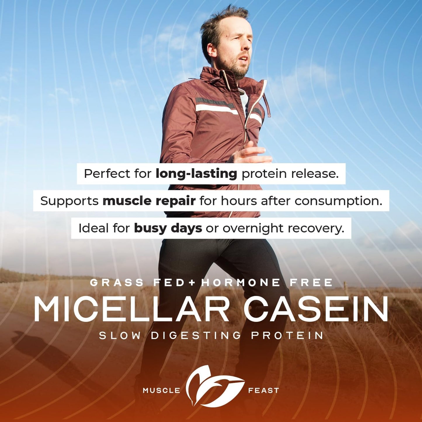 2lb Muscle Feast Micellar Casein Protein - All Natural, Pasture Raised, Hormone Free, Soy Free, Unflavored