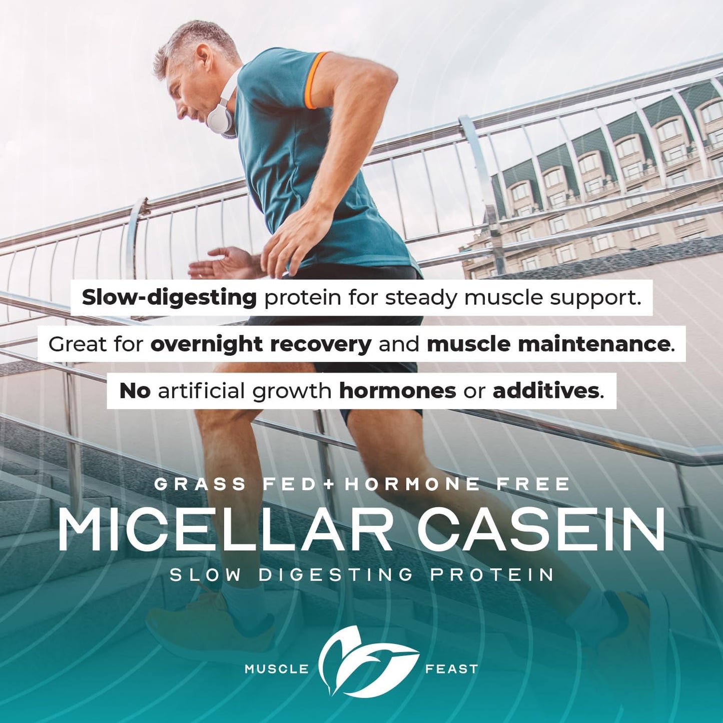 2lb Muscle Feast Micellar Casein Protein - All Natural, Pasture Raised, Hormone Free, Soy Free, Unflavored