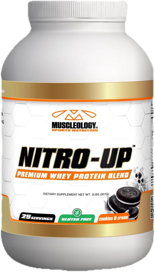 2lb MUSCLEOLOGY Nitro-Up Cookies & Cream Hydrolyzed Whey Protein Isolate