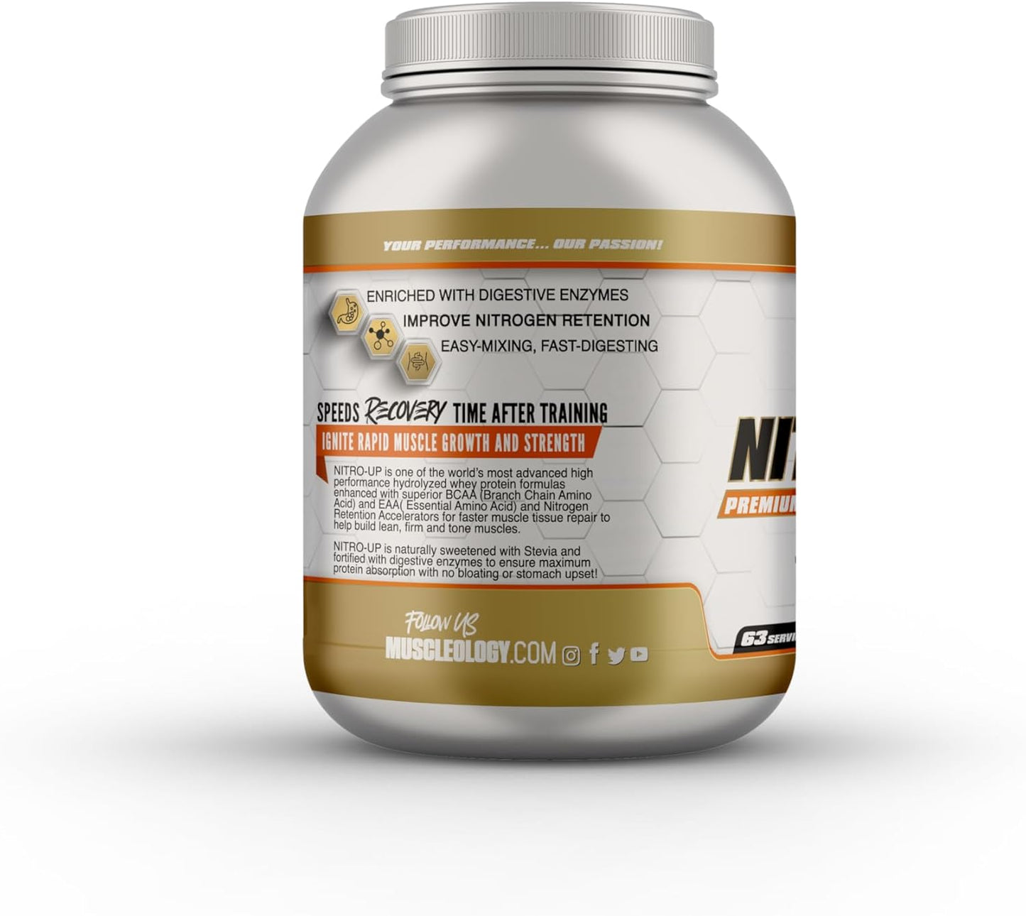 2lb MUSCLEOLOGY Nitro-Up Cookies & Cream Hydrolyzed Whey Protein Isolate