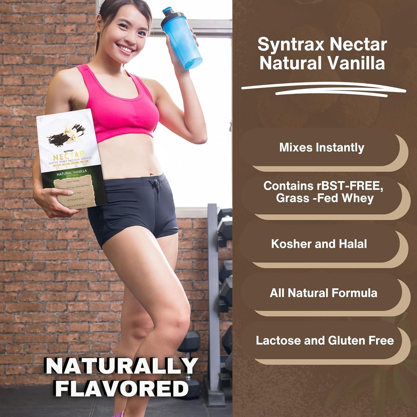 2lb Nectar Naturals Vanilla Whey Protein Powder Bundle with Free Worldwide Nutrition Keychain - Lactose & Gluten-Free