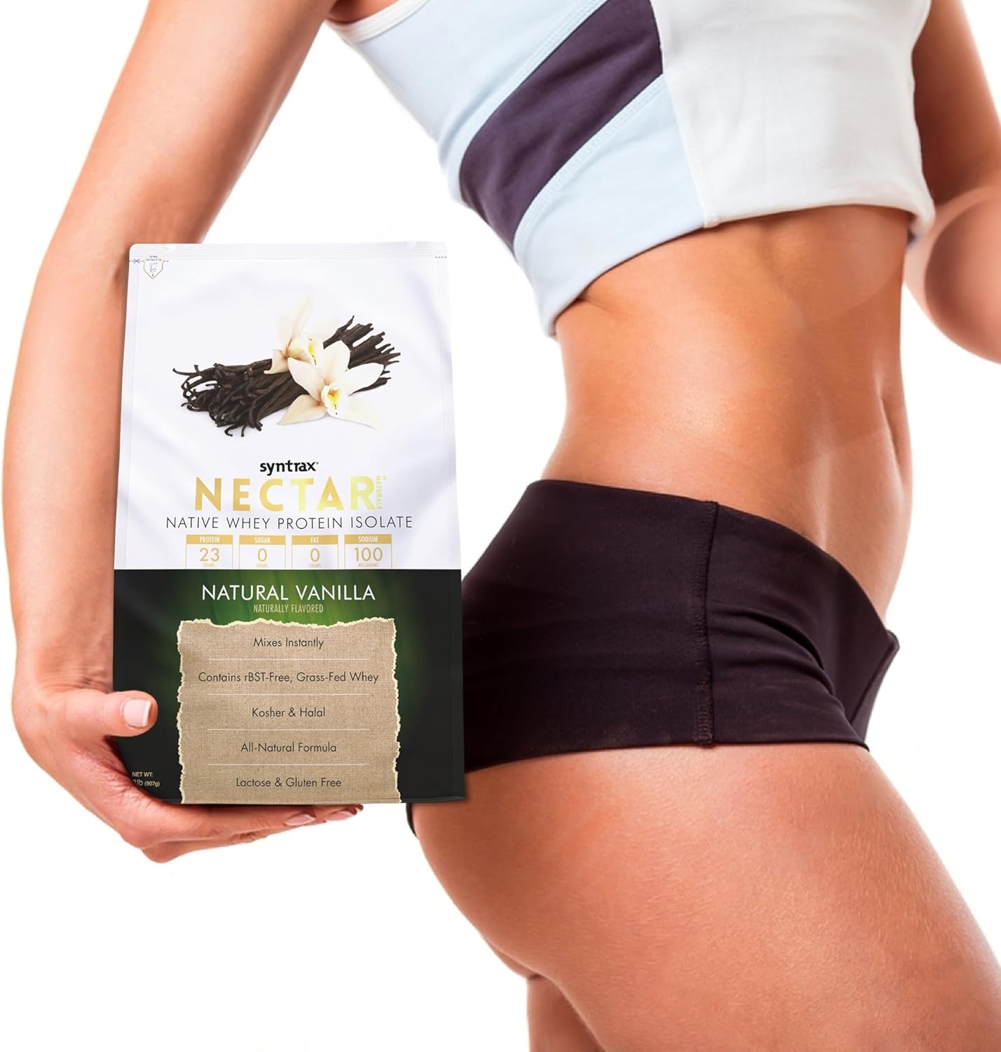 2lb Nectar Naturals Vanilla Whey Protein Powder Bundle with Free Worldwide Nutrition Keychain - Lactose & Gluten-Free