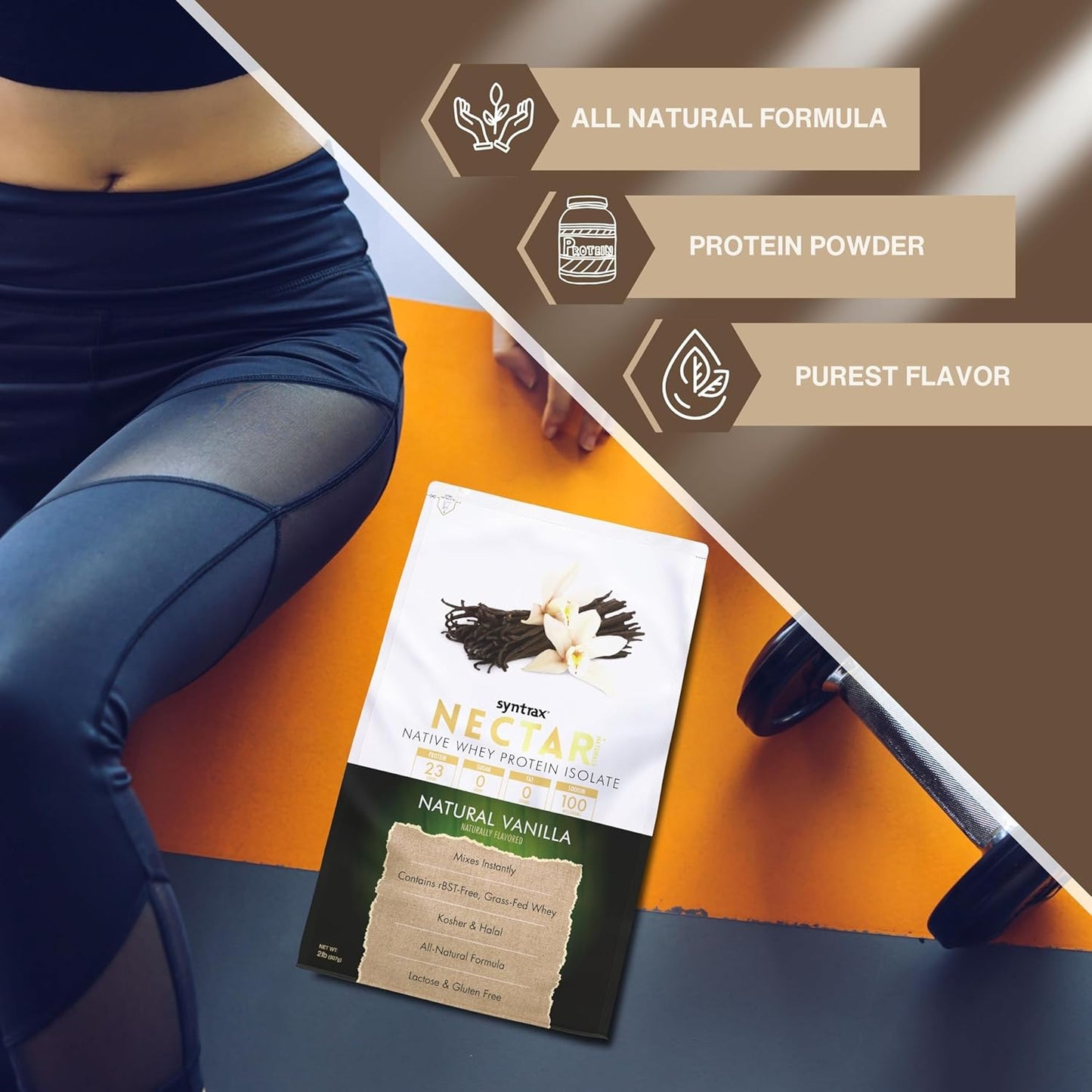 2lb Nectar Naturals Vanilla Whey Protein Powder Bundle with Free Worldwide Nutrition Keychain - Lactose & Gluten-Free