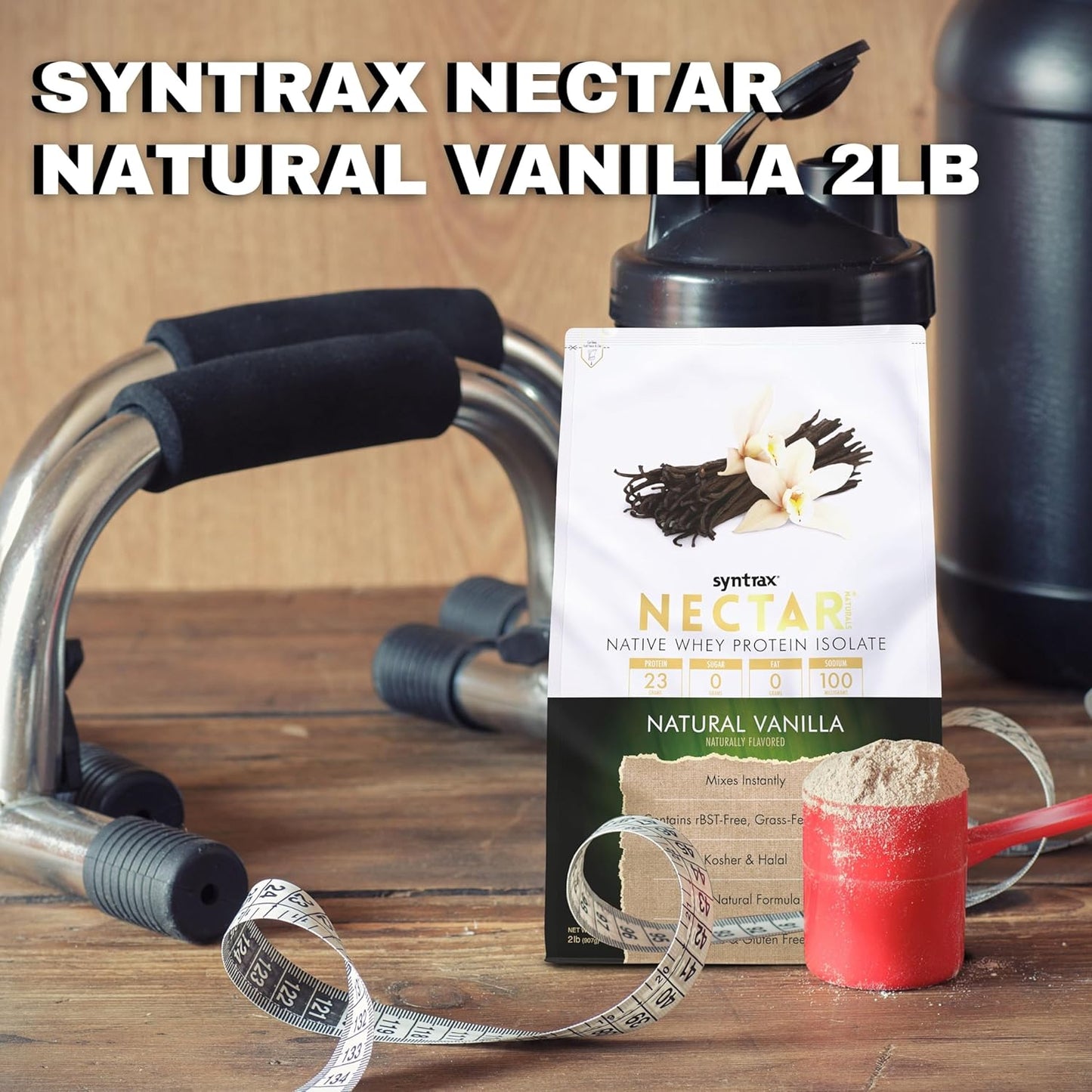 2lb Nectar Naturals Vanilla Whey Protein Powder Bundle with Free Worldwide Nutrition Keychain - Lactose & Gluten-Free