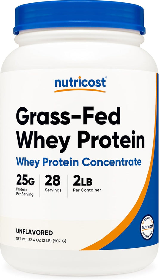 2LB Nutricost Grass-Fed Whey Protein Concentrate - Unflavored, Non-GMO, Gluten Free