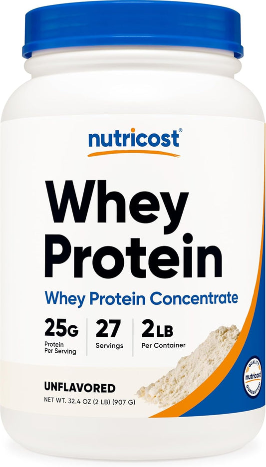 2LB Nutricost Whey Protein Concentrate - Unflavored, Gluten Free, Non-GMO