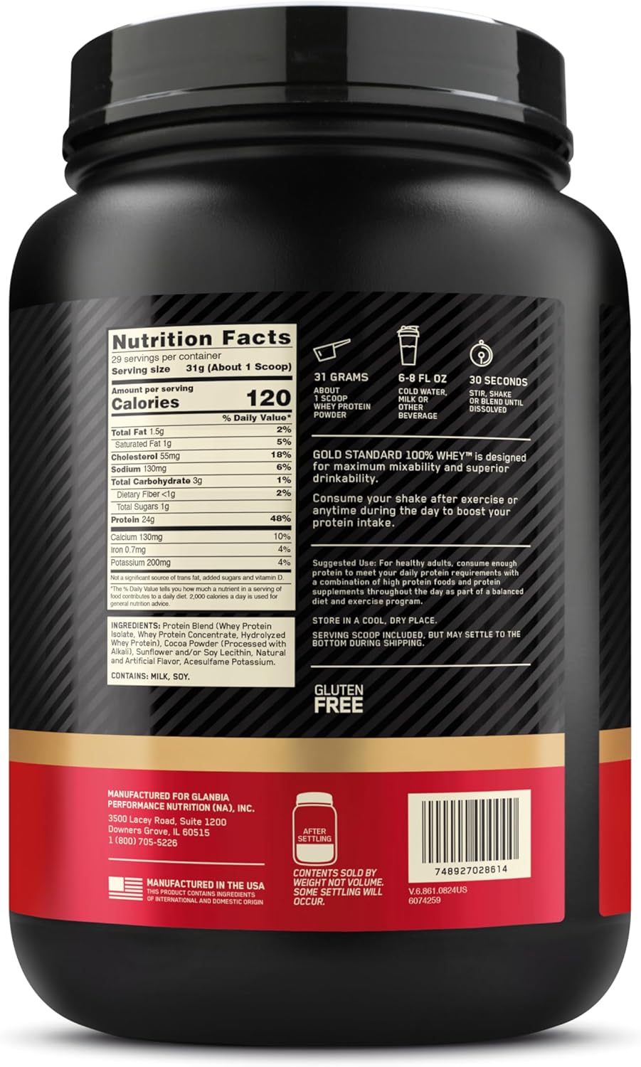 2lb Optimum Nutrition Gold Standard Whey Protein Powder - Double Rich Chocolate