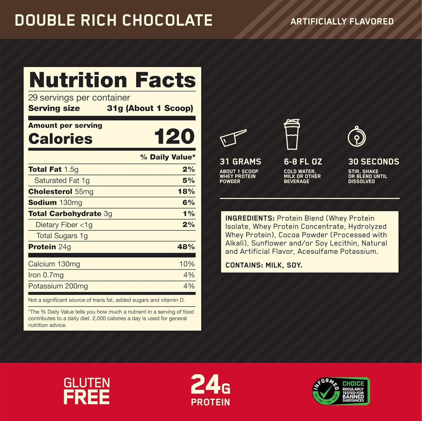 2lb Optimum Nutrition Gold Standard Whey Protein Powder - Double Rich Chocolate