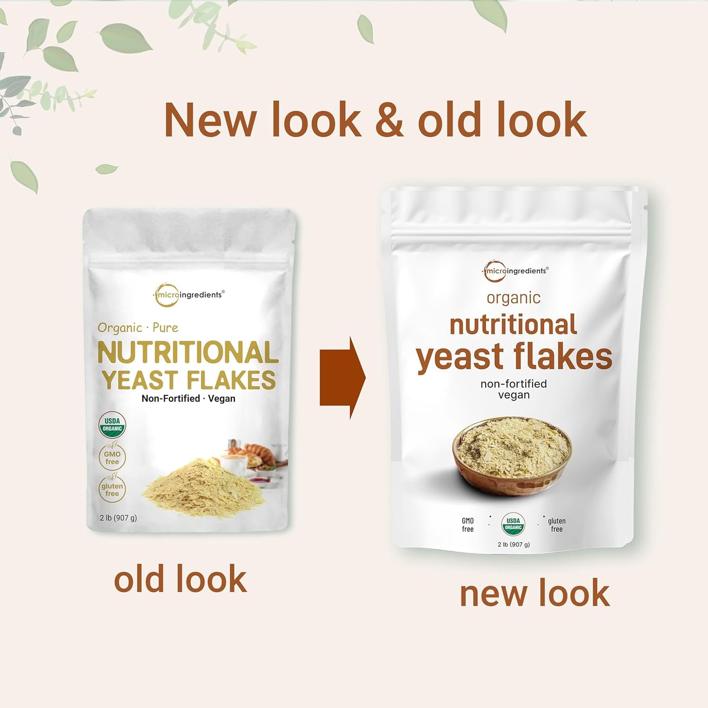 2lb Organic Non-Fortified Nutritional Yeast Flakes - Vegan Protein, B Vitamins, Beta-glucans - Keto Friendly, Dairy Free - Non-GMO, Gluten Free