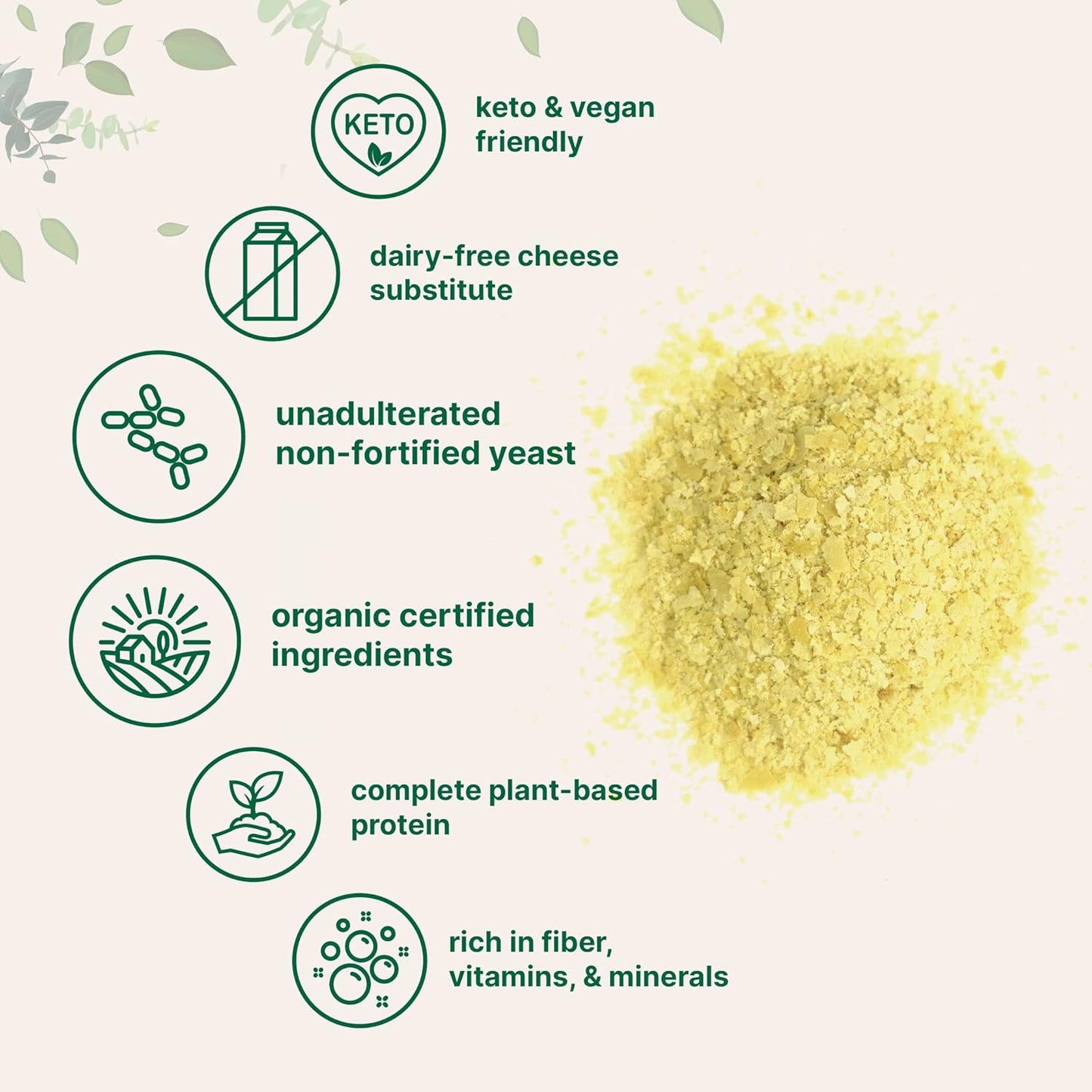 2lb Organic Non-Fortified Nutritional Yeast Flakes - Vegan Protein, B Vitamins, Beta-glucans - Keto Friendly, Dairy Free - Non-GMO, Gluten Free