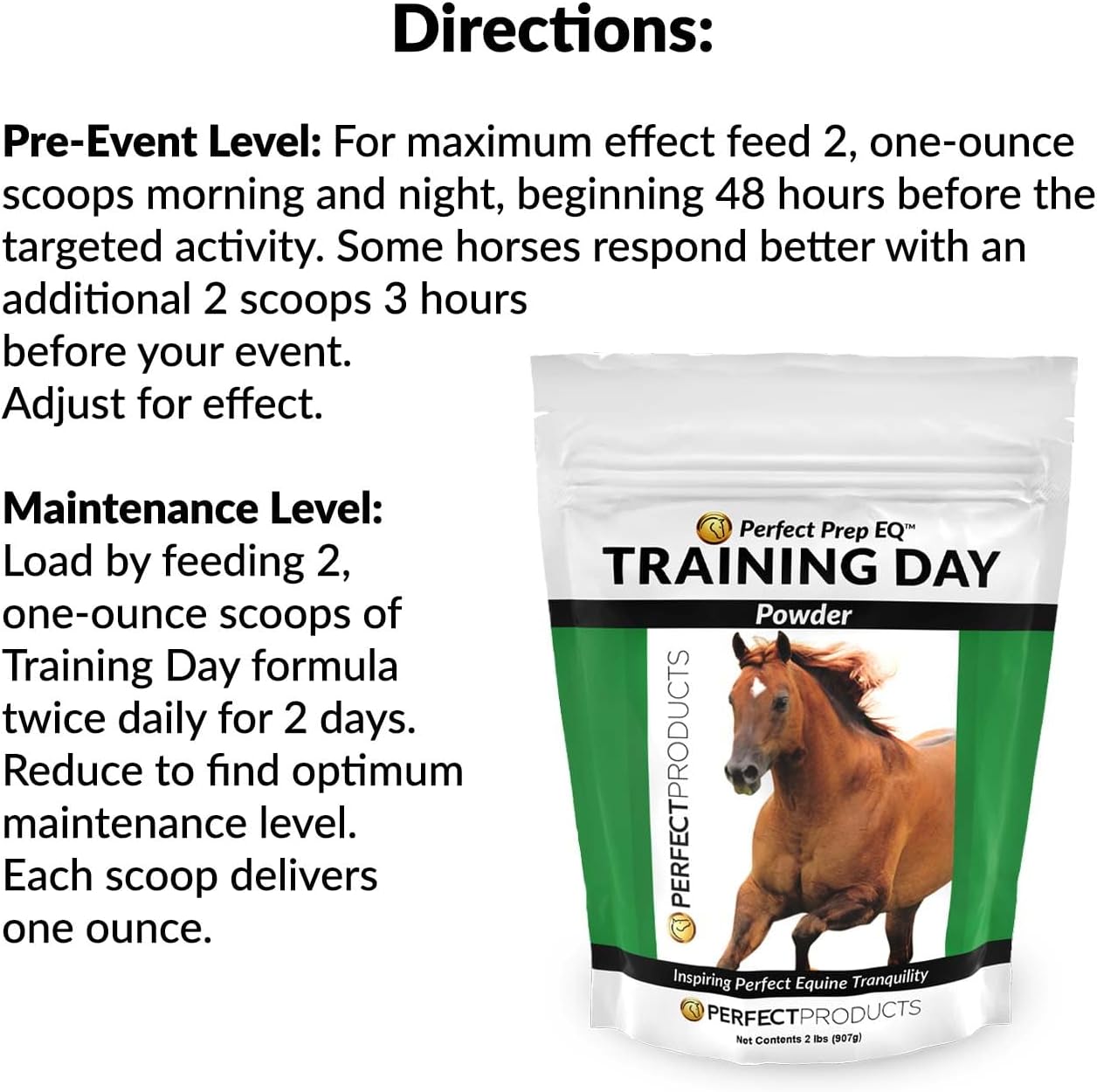 2LB Perfect Prep EQ Training Day Calming Powder for Horses - Ideal Supplement for Training Sessions