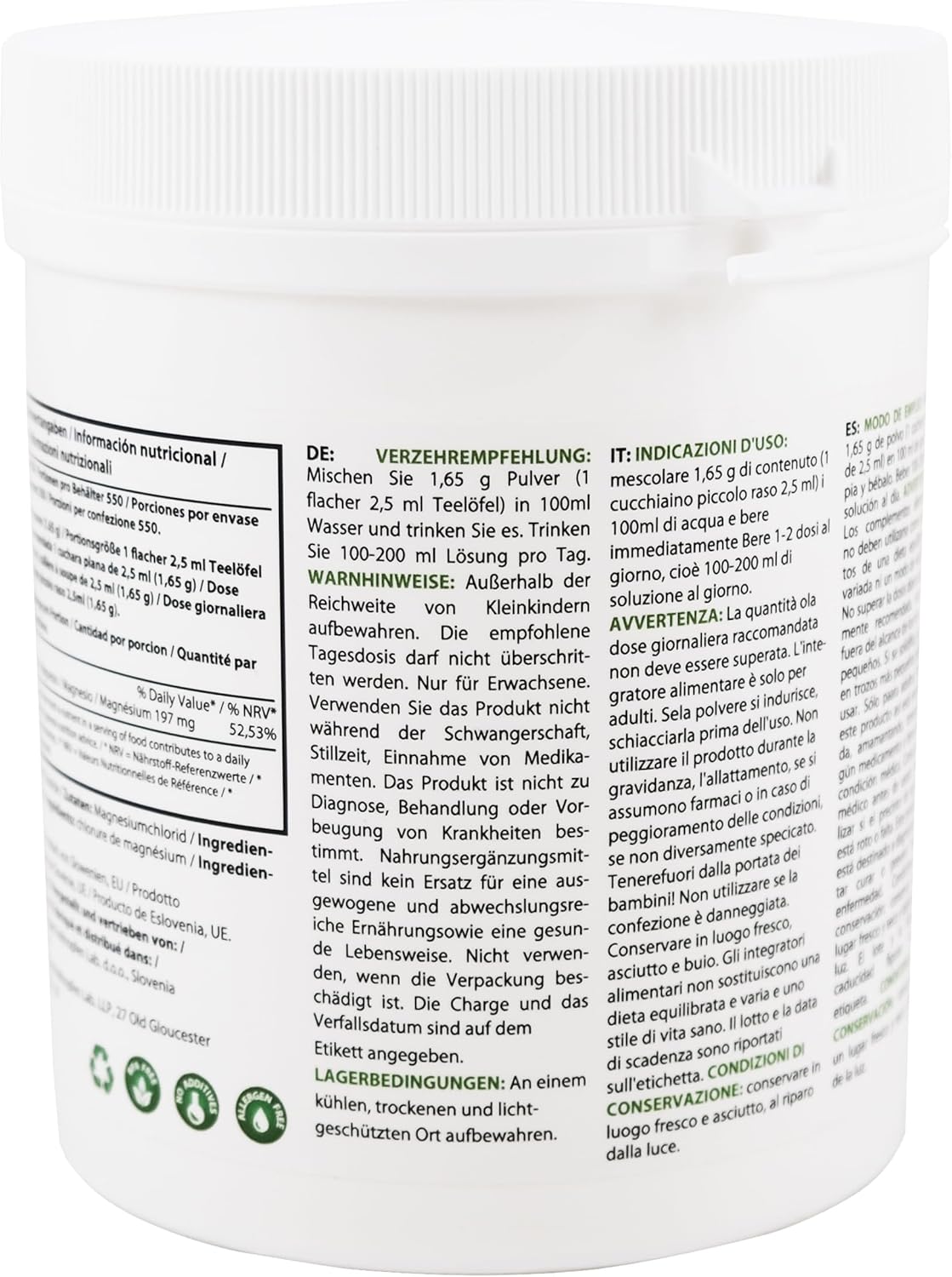 2lb Pharmaceutical Grade Magnesium Chloride Hexahydrate Crystal Powder - Pure Ph. EUR., BP, USP - Heiltropfen®