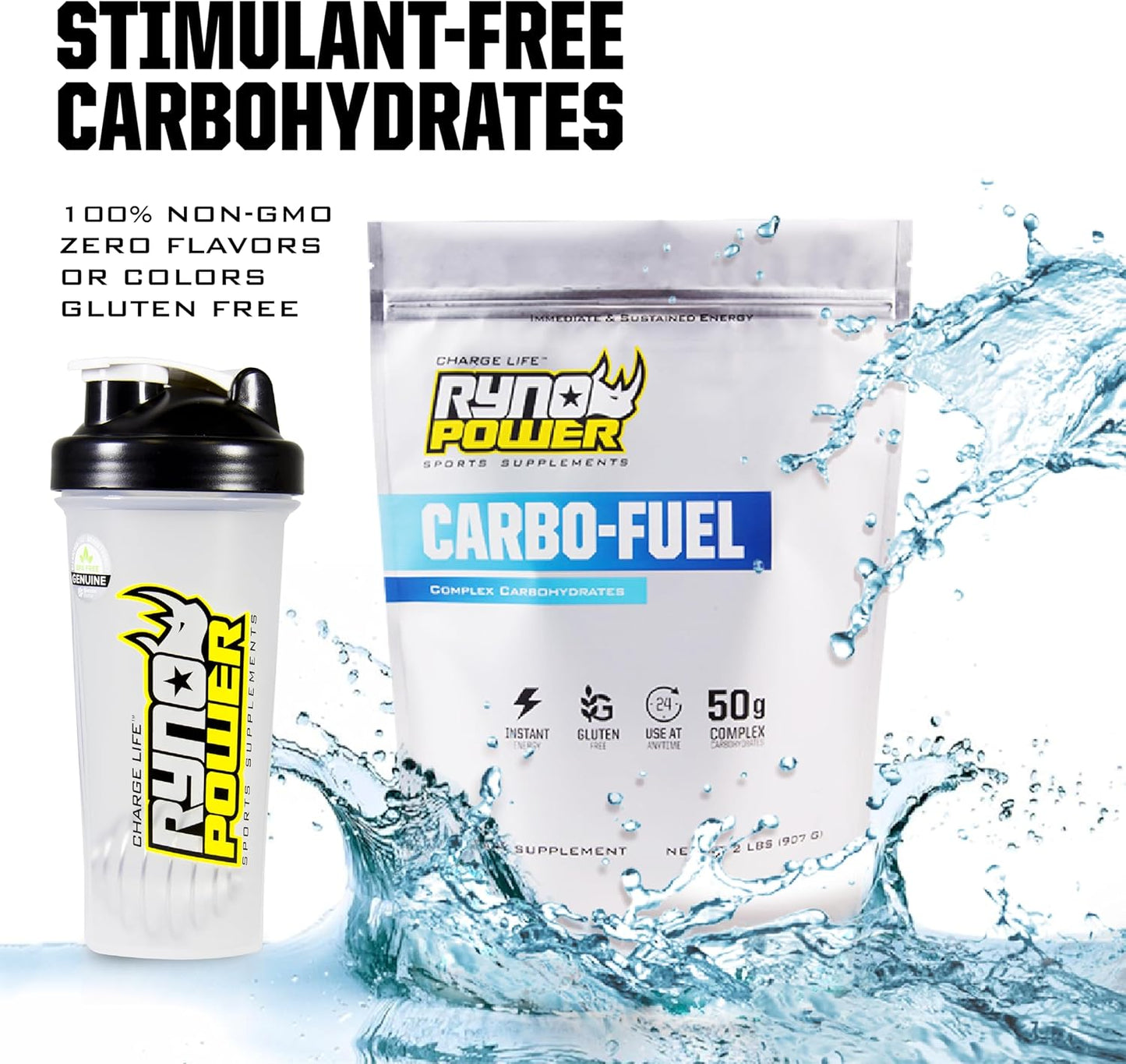 2lb Ryno Power Carbo-Fuel Drink Mix - Stimulant-Free Athletic Performance Fuel - Vegan & Gluten-Free - 20 Servings