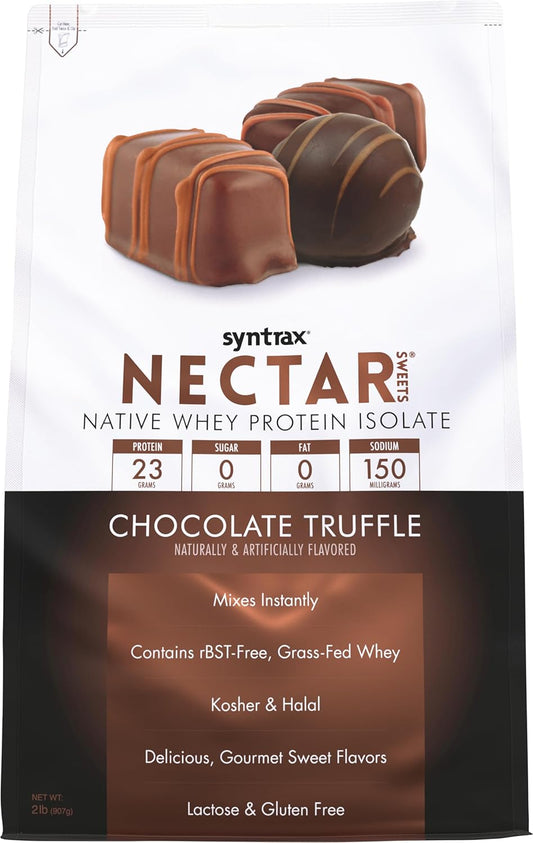 2lb Syntrax Nectar Sweets Chocolate Truffle Protein Powder - Delicious Low Carb Sweetened with Sucralose
