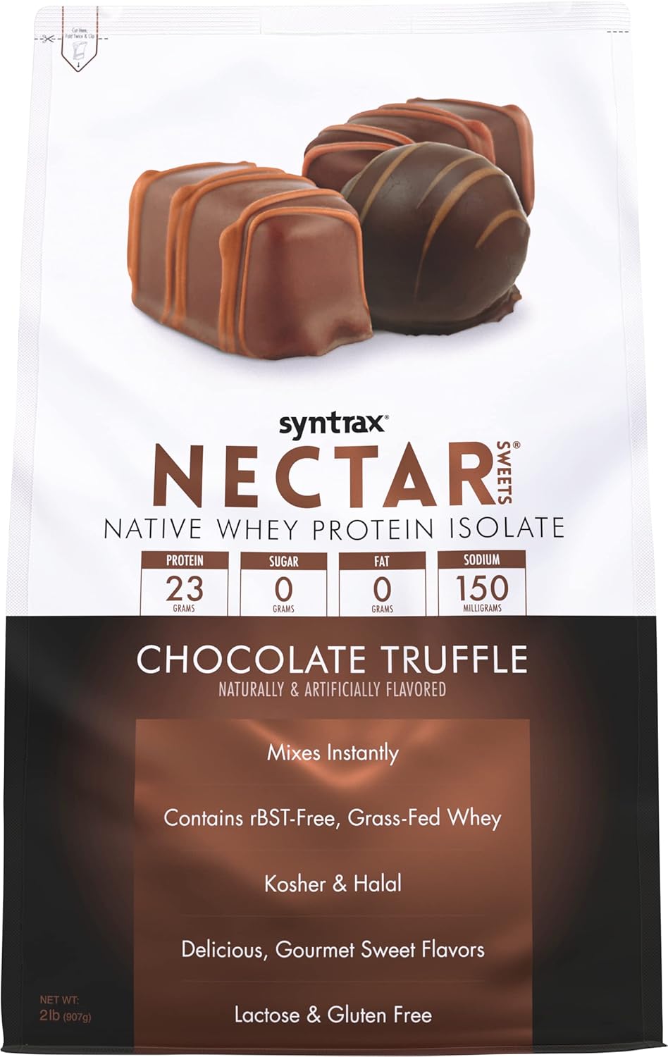 2lb Syntrax Nectar Sweets Chocolate Truffle Protein Powder - Delicious Low Carb Sweetened with Sucralose