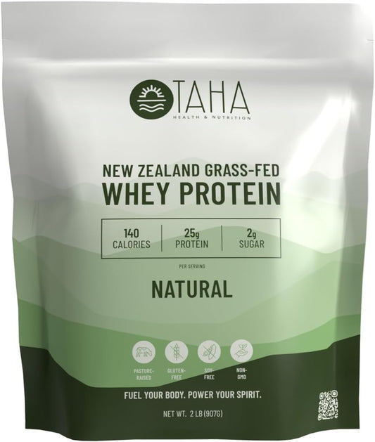 2LB Taha Health & Nutrition Natural Unflavored Whey Protein Concentrate Powder - 25g Protein, 140 Calories - Grass-Fed, Free-Range Dairy - Keto, Kosher - Gluten and Soy Free