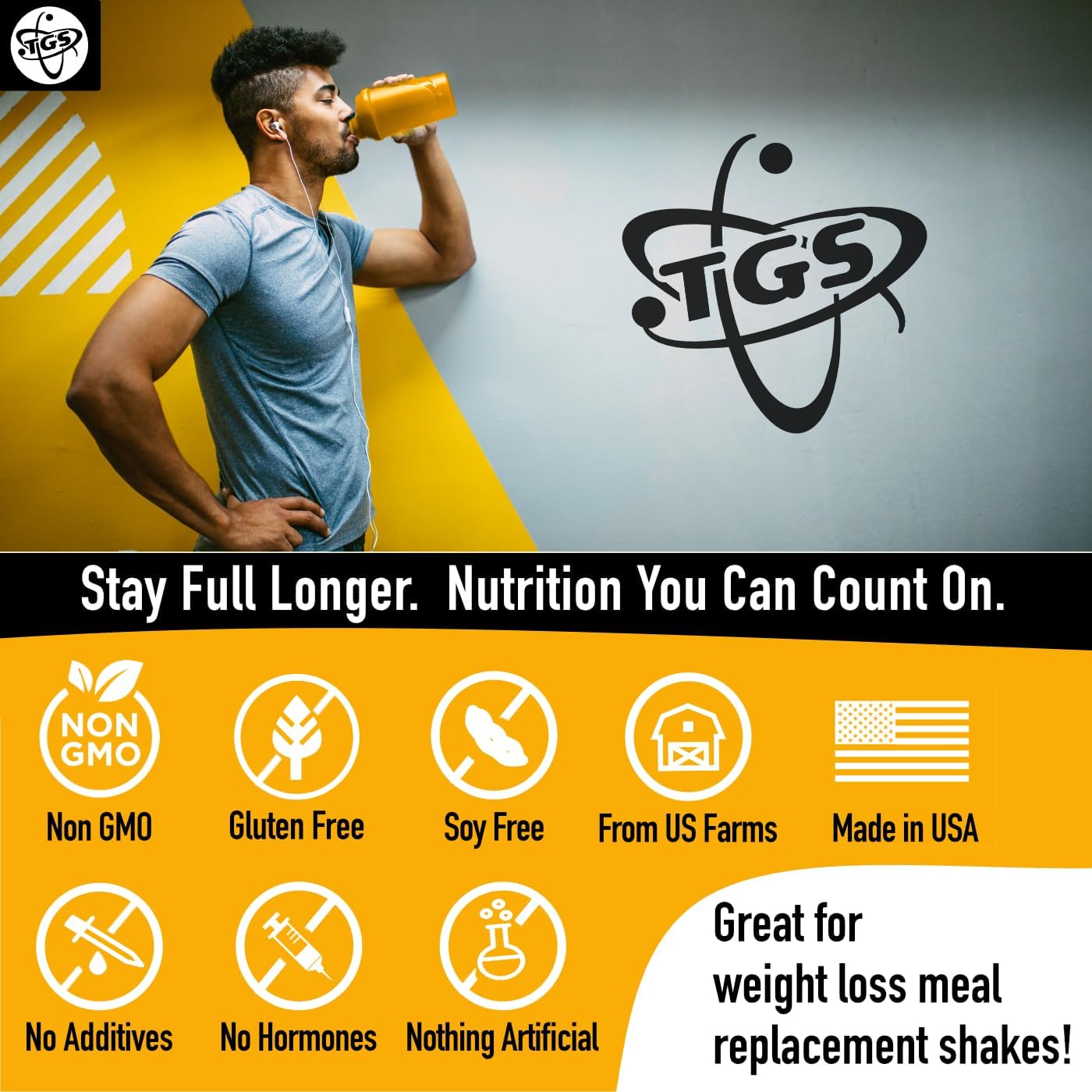 2lb TGS Nutrition Unflavored Whey Protein Powder - Keto Friendly, Low Carb, Low Calorie - Soy Free, Made in USA