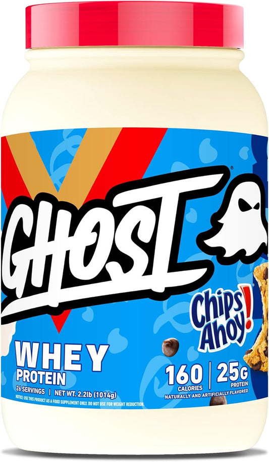 2LB Tub of GHOST Whey Protein Powder - Chocolate Chip Cookie Flavored Blend with 25G Protein