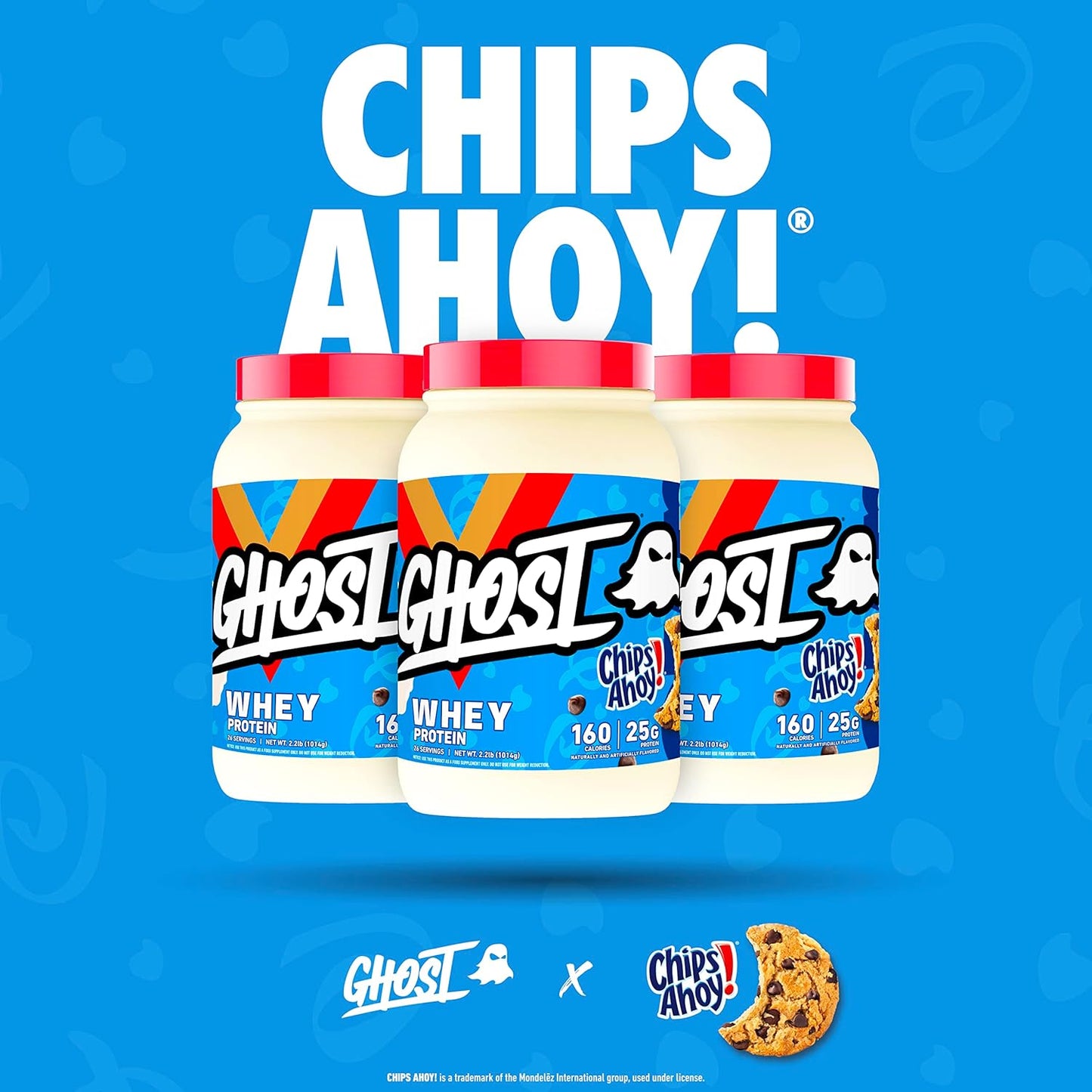 2LB Tub of GHOST Whey Protein Powder - Chocolate Chip Cookie Flavored Blend with 25G Protein