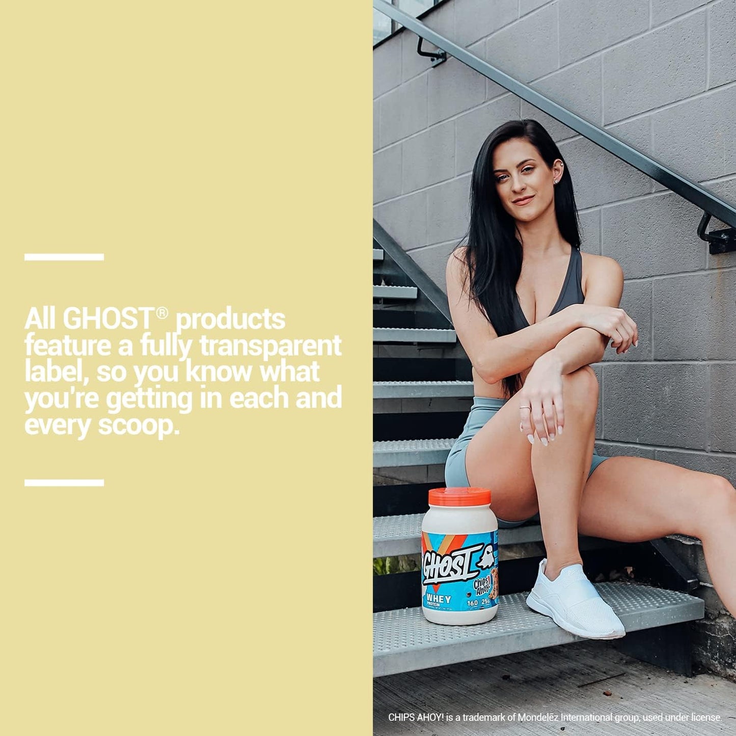 2LB Tub of GHOST Whey Protein Powder - Chocolate Chip Cookie Flavored Blend with 25G Protein