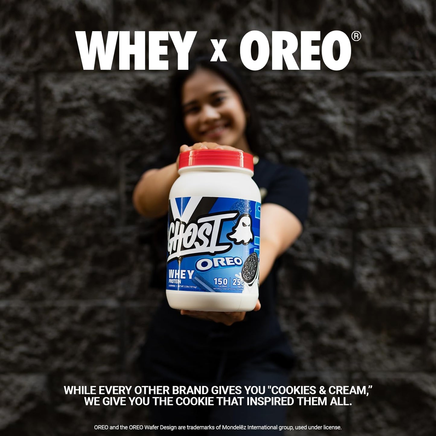 2LB Tub of GHOST Whey Protein Powder with 25G Protein - Oreo Cookies & Cream Flavor for Post-Workout Shakes