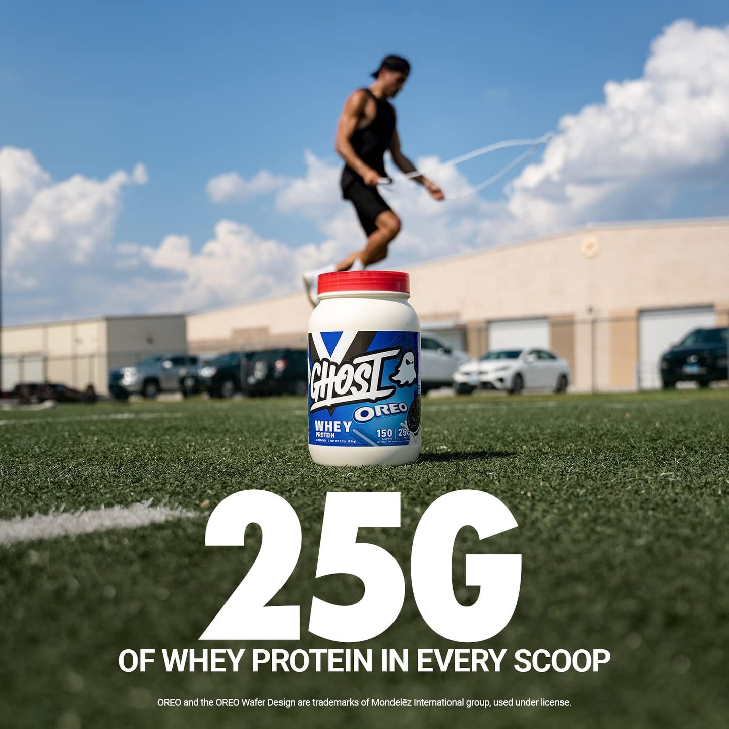 2LB Tub of GHOST Whey Protein Powder with 25G Protein - Oreo Cookies & Cream Flavor for Post-Workout Shakes