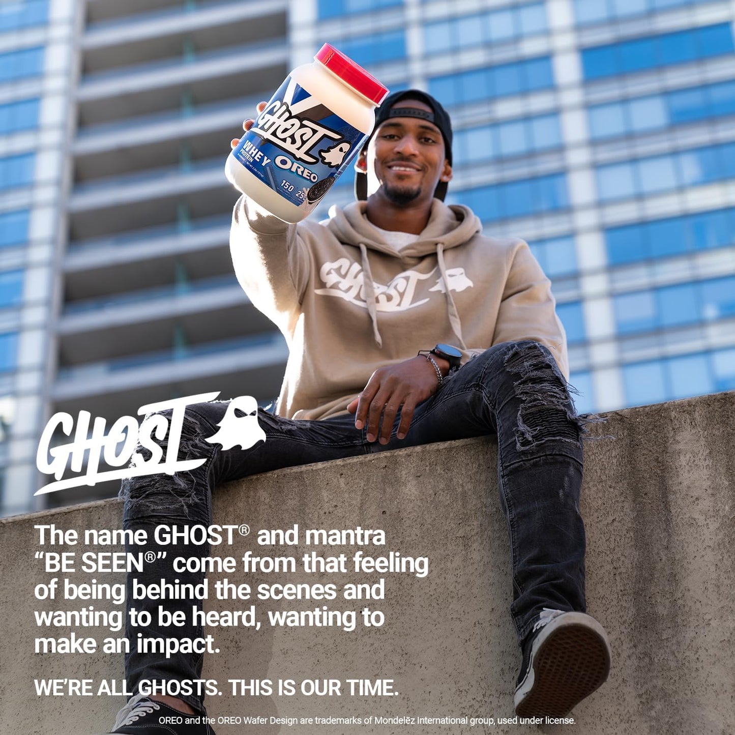 2LB Tub of GHOST Whey Protein Powder with 25G Protein - Oreo Cookies & Cream Flavor for Post-Workout Shakes