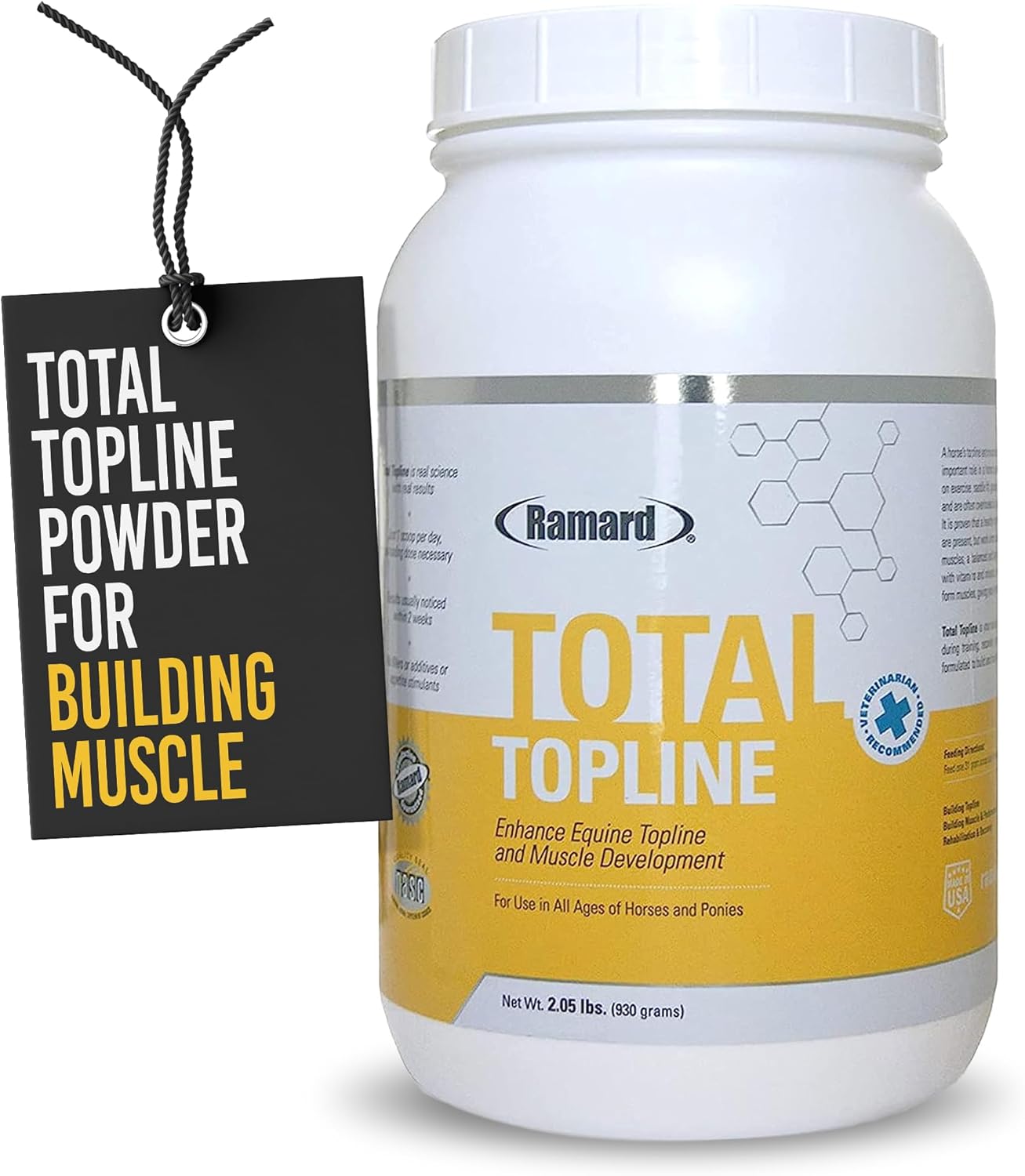 2lb Tub of Ramard Total Topline Powder Horse Supplement for Muscle Recovery & Growth - Protein & Amino Energy for Foals and Horses