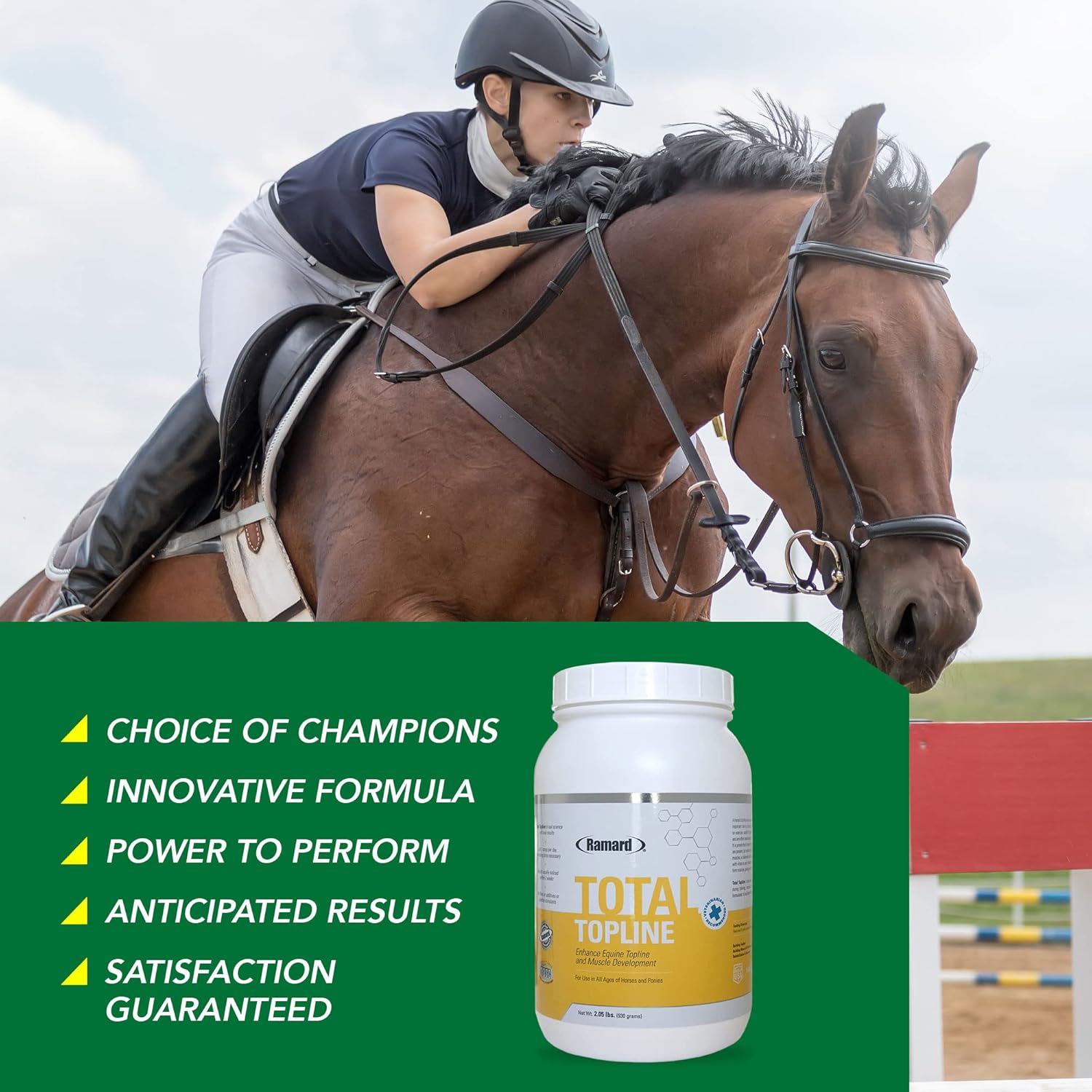 2lb Tub of Ramard Total Topline Powder Horse Supplement for Muscle Recovery & Growth - Protein & Amino Energy for Foals and Horses