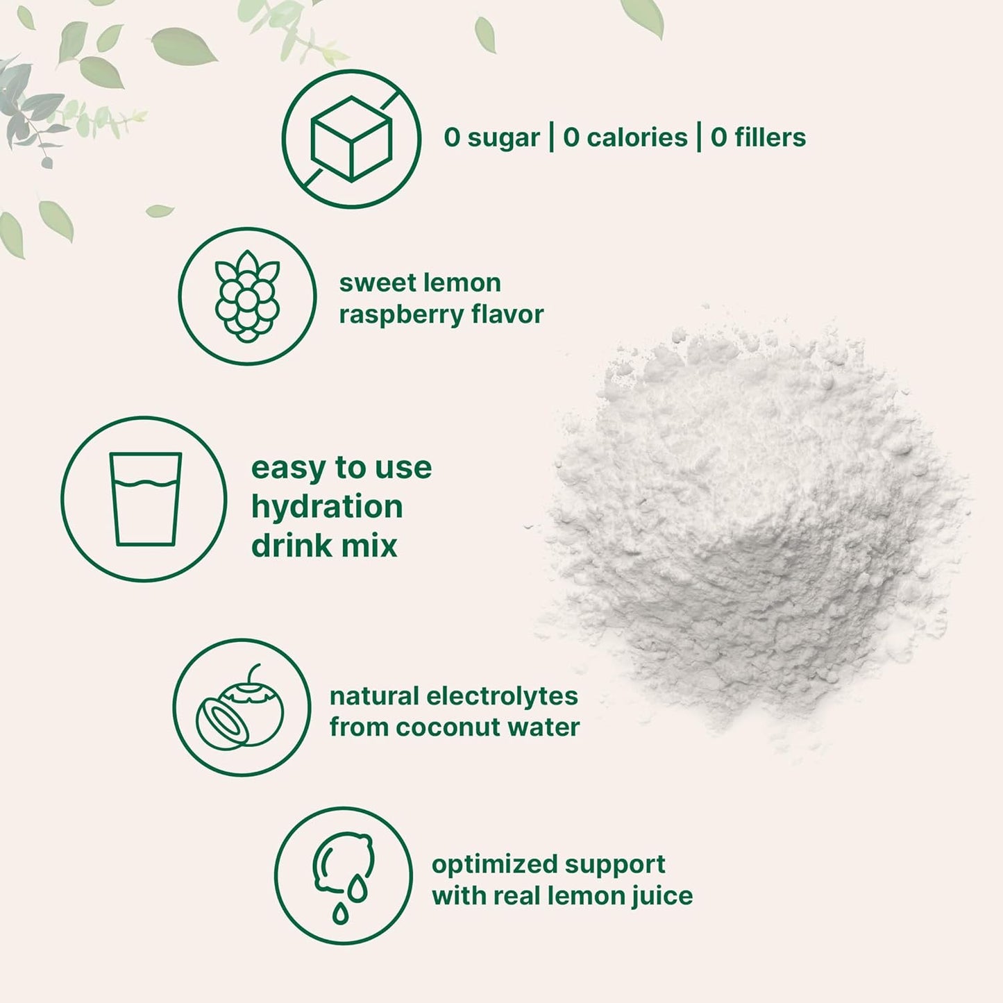 2lbs High Potassium Electrolyte Powder with Lemon Raspberry Flavor - 139 Servings, No Sugar, Keto Friendly - Made with Real Lemon Juice & Coconut Water - Non-GMO