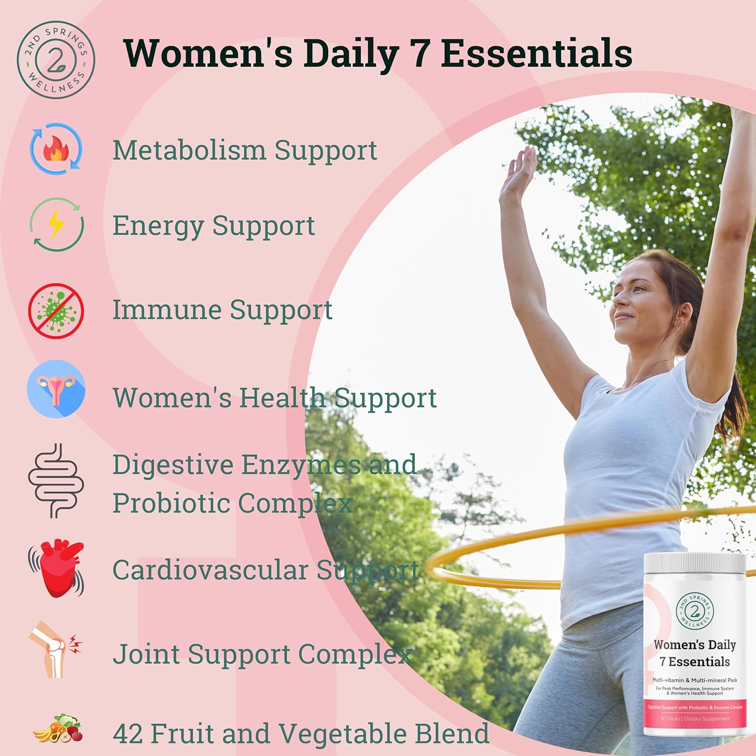 2nd Springs Women's Daily Essentials Bundle - Multivitamin Pack with Adaptogen Complex for Women's Health & Stress Support