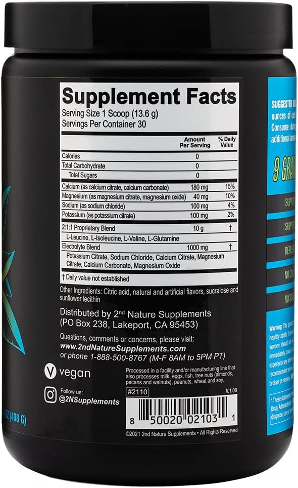 2NS BCAA Honeydew Supplements - 30 Servings, 12.6 Oz - 9g BCAAs - Supports Muscle Growth, Recovery, and Endurance - Replenishes Electrolytes - No Added Sugars or Colors