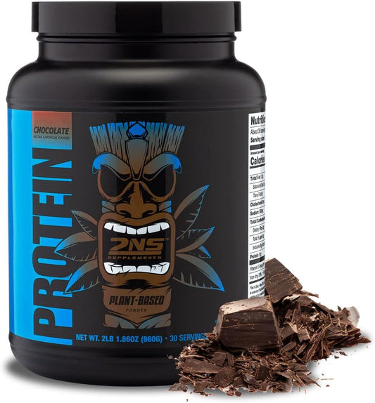 2NS Plant-Based Chocolate Protein Powder - 30 Servings, 2.2 LB - 21G Vegan Protein for Muscle Growth & Recovery - No Added Sugars, Soy, Gluten or GMOs