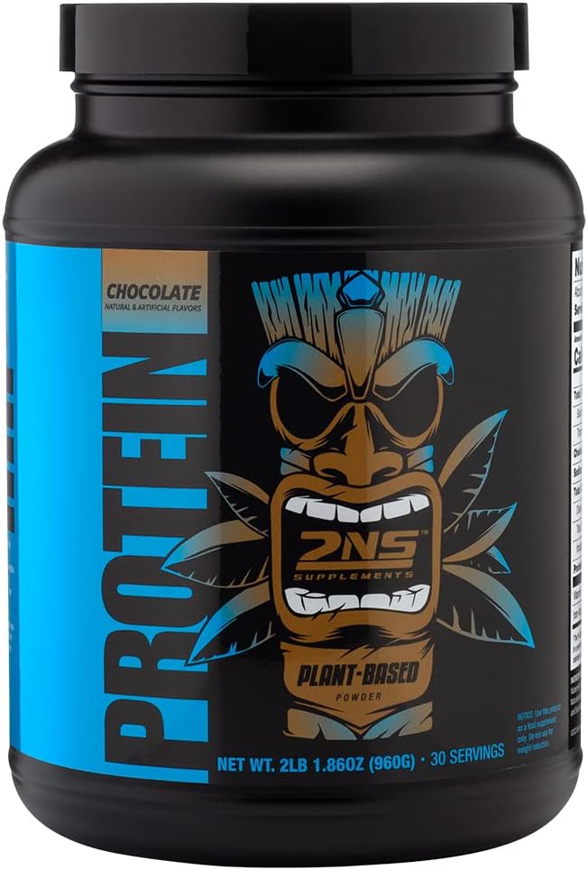 2NS Plant-Based Chocolate Protein Powder - 30 Servings, 2.2 LB - 21G Vegan Protein for Muscle Growth & Recovery - No Added Sugars, Soy, Gluten or GMOs