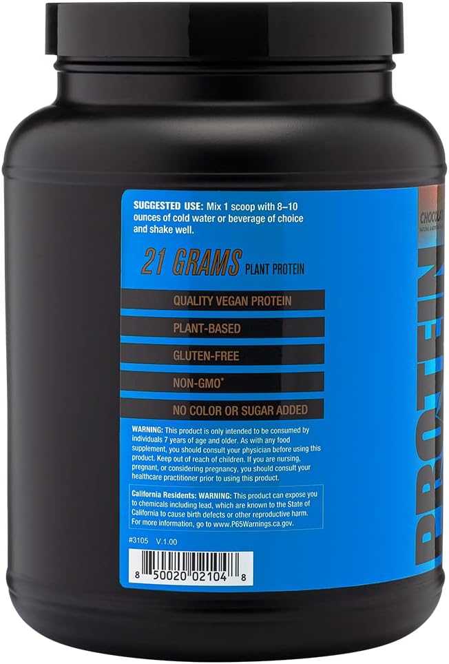 2NS Plant-Based Chocolate Protein Powder - 30 Servings, 2.2 LB - 21G Vegan Protein for Muscle Growth & Recovery - No Added Sugars, Soy, Gluten or GMOs