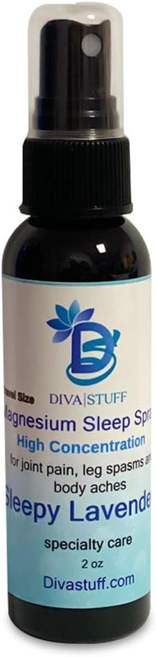 2oz Diva Stuff Magnesium Sleep Spray with Lavender for Hair, Joint Pain, Leg Spasms, and Aches - Natural Relief
