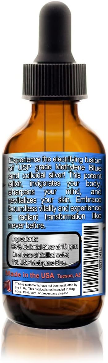 2oz High Purity New Methylene Blue with Colloidal Silver Liquid Supplement for Brain & Cognitive Health