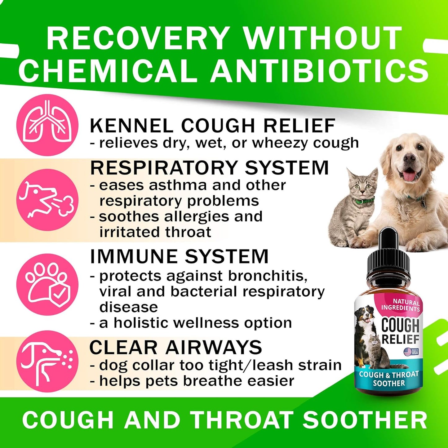 2oz Pet Herbal Remedy for Kennel Cough in Dogs and Cats - Throat Soother and Respiratory Support - Homeopathic Treatment for Pet Cough, Asthma, and Sinus Congestion - Made in USA