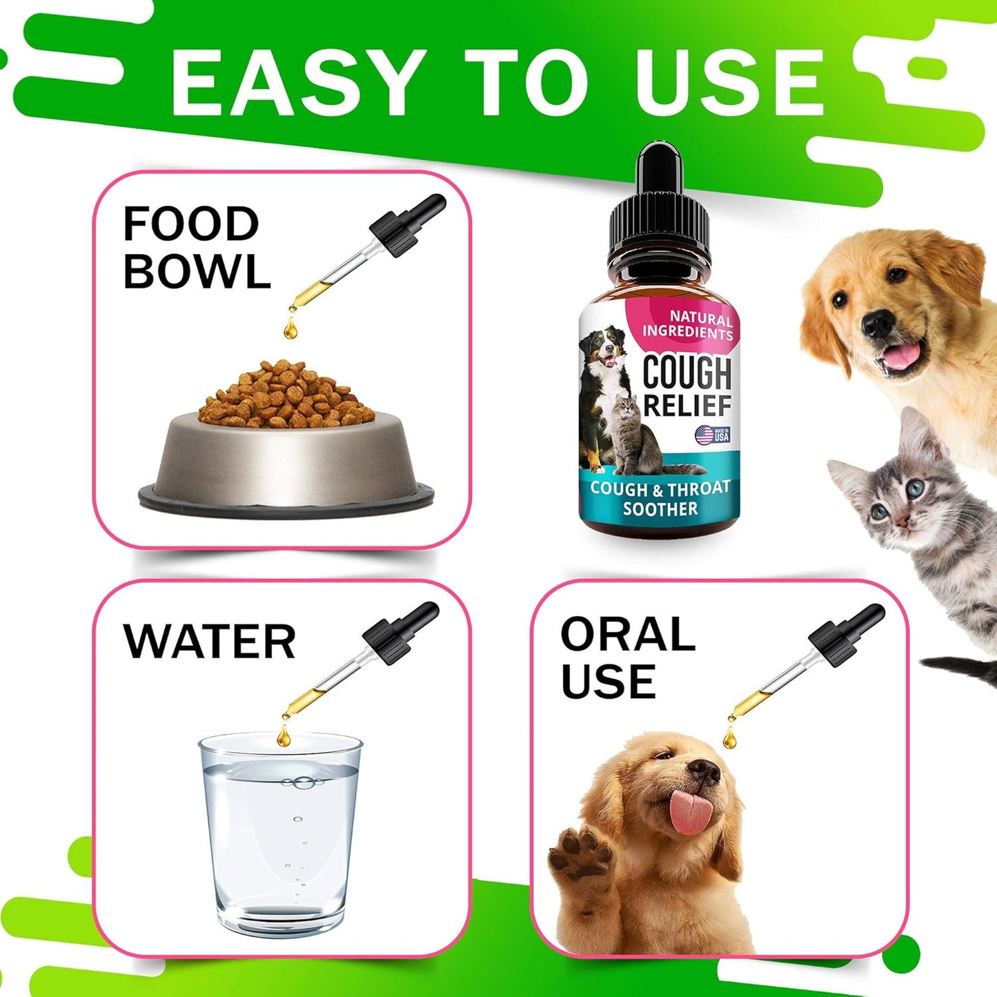 2oz Pet Herbal Remedy for Kennel Cough in Dogs and Cats - Throat Soother and Respiratory Support - Homeopathic Treatment for Pet Cough, Asthma, and Sinus Congestion - Made in USA