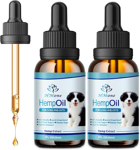 2PACK HMonemetabolism boosterOil for Dogs and Cats: Anxiety, Stress, Seizures, Arthritis, Hip Joint Pain Relief - Calming Drops, Sleep Aid