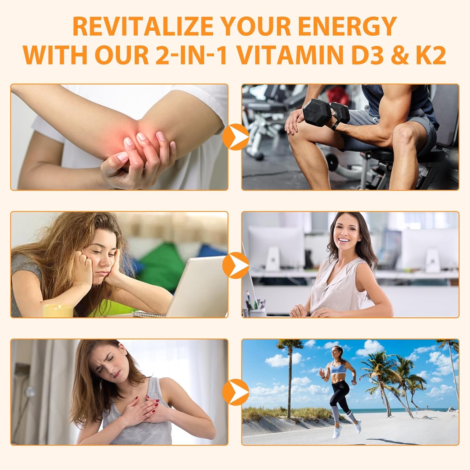 2PC D3 K2 Vitamin Softgels with Virgin Coconut Oil - 10000 IU, 120 Count - Immune, Joint, Bone, Heart Health Support - Cardiovascular Health - Easy to Swallow