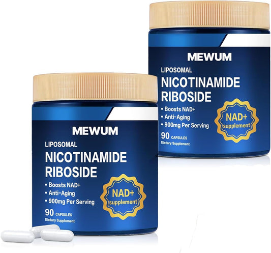 2PCS NAD+ Supplement with Resveratrol - 900 mg Liposomal Nicotinamide Riboside - Anti-Aging & Energy Support - 90 Capsules