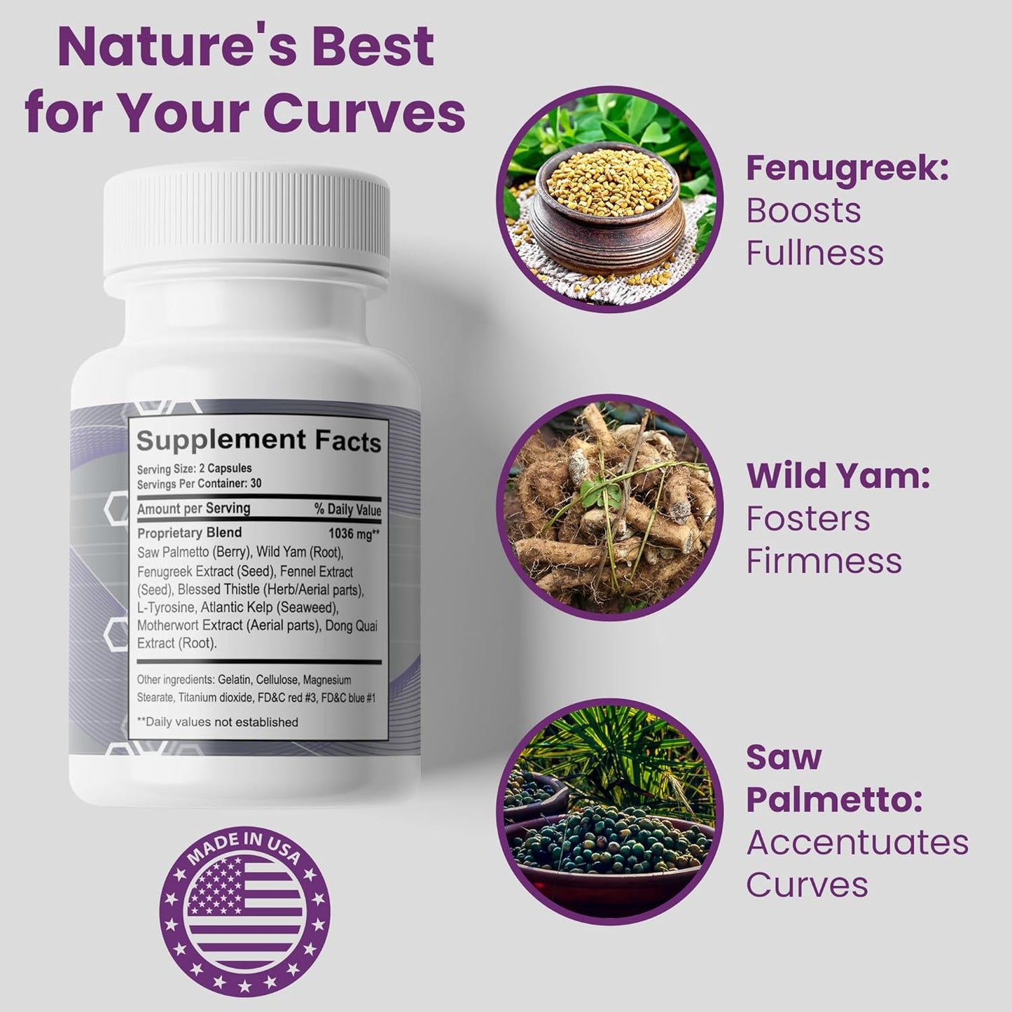 3 Bottles Major Curves Butt Enhancement and Enlargement Capsules - Natural Pills for Bigger Booty