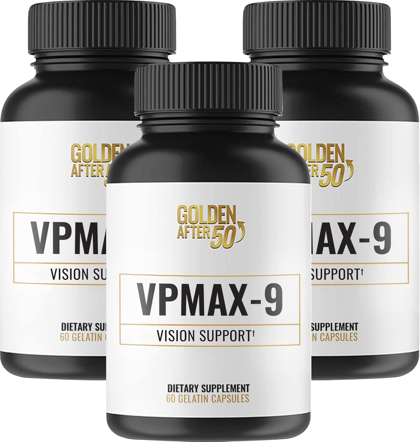 3 Bottles of Golden After 50 VpMax-9 Eye Vitamin Supplement with Lutein, Lycopene, and Bilberry Extract