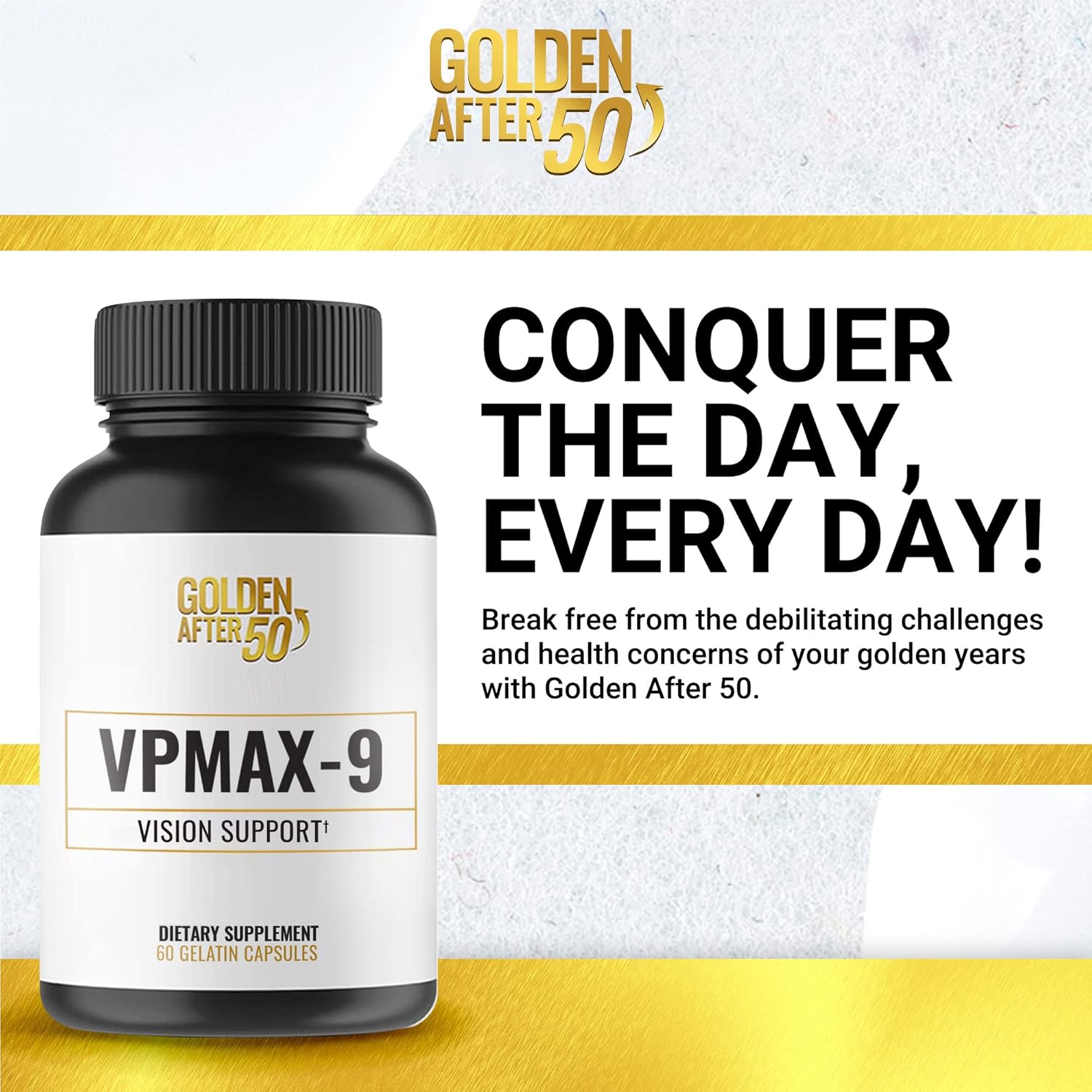 3 Bottles of Golden After 50 VpMax-9 Eye Vitamin Supplement with Lutein, Lycopene, and Bilberry Extract