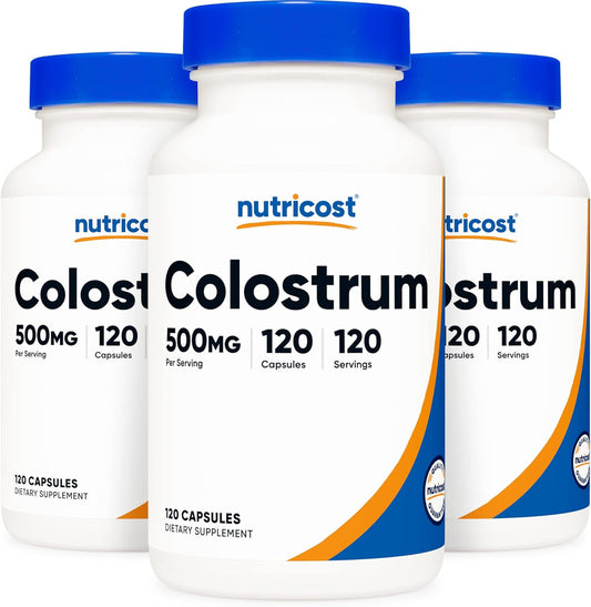 3 Bottles of Nutricost Colostrum 500mg Capsules - Total 360 Capsules