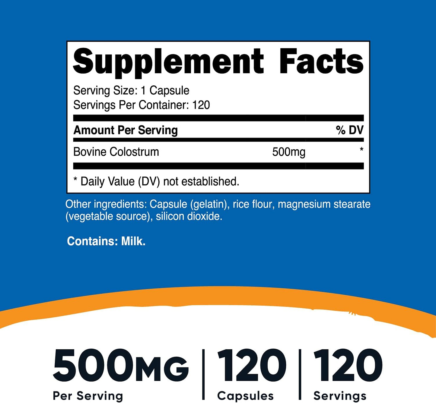 3 Bottles of Nutricost Colostrum 500mg Capsules - Total 360 Capsules