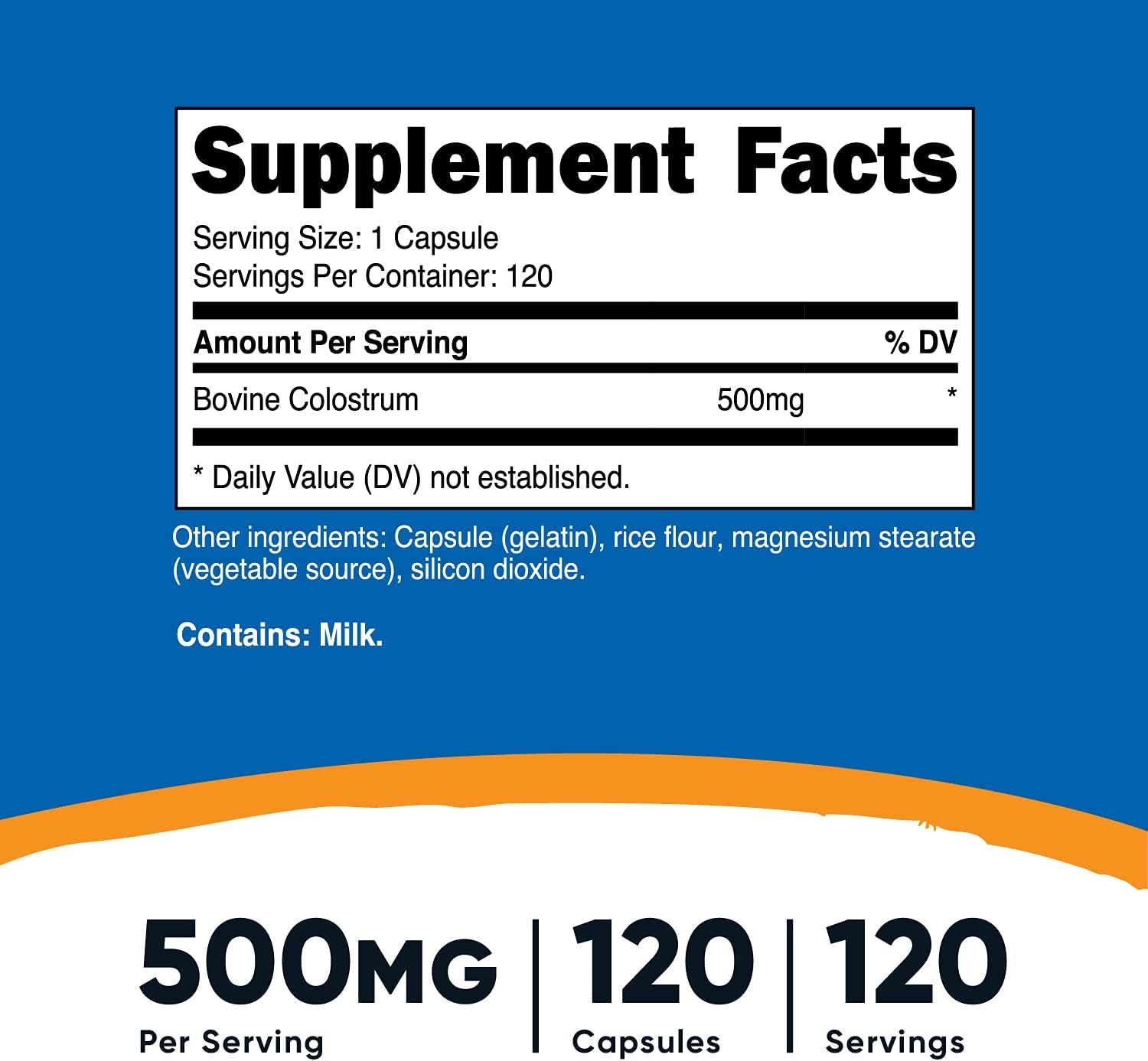 3 Bottles of Nutricost Colostrum 500mg Capsules - Total 360 Capsules