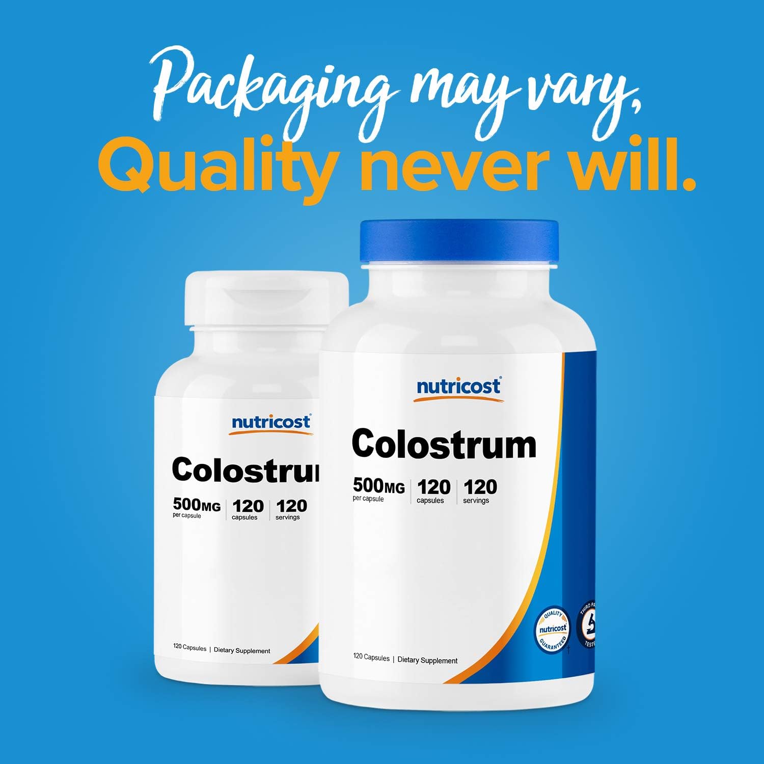 3 Bottles of Nutricost Colostrum 500mg Capsules - Total 360 Capsules